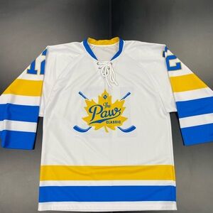 White and Blue Hockey Jersey Paw Classic - Large